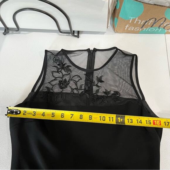 Black Mesh Floral Sheath Pencil Retro Dress - Picture 5 of 7